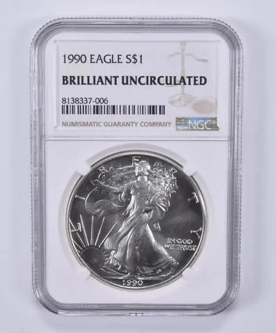 1990 American Silver Eagle BU NGC Brown Label