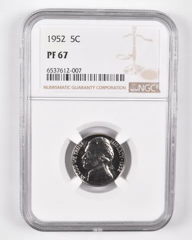 1952 Jefferson Nickel PF67 NGC PR Proof Brown Lbl