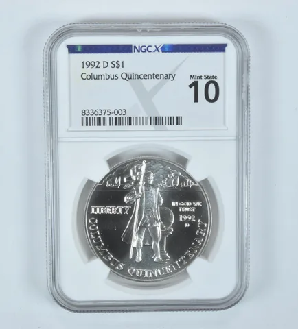 1992-D Columbus Commemorative Silver Dollar Mint State 10 NGC X NGCX