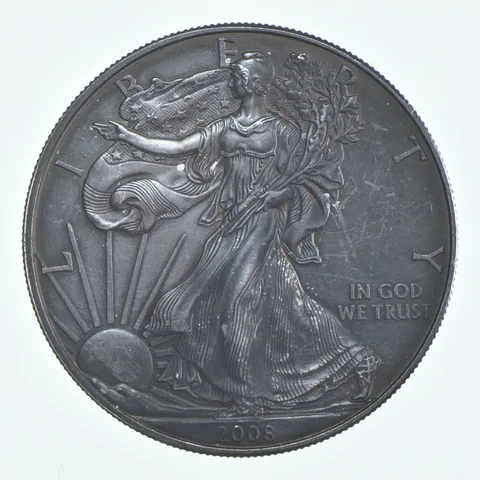 Beautiful Toned - 2008 American Silver Eagle 1 Troy Oz .999 Fine Silver *949