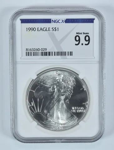 1990 American Silver Eagle Mint State 9.9 NGC X NGCX