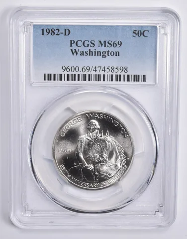 1982-D Washington Commemorative Half Dollar MS69 PCGS Blue Lbl