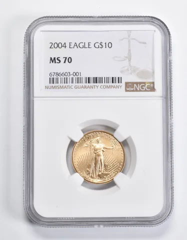 2004 $10 American Gold Eagle 1/4 oz Gold MS70 NGC