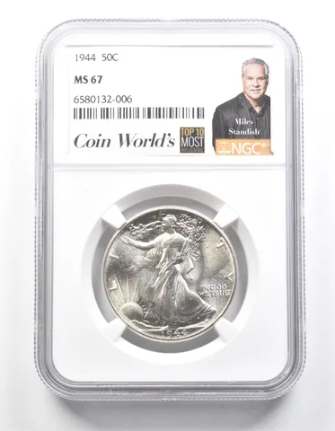 1944 Walking Liberty Half Dollar Miles Standish MS67 NGC a1359