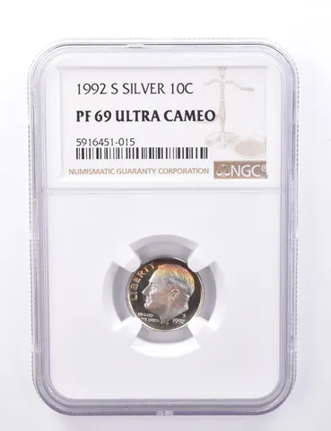 PF69 UCAM 1992-S Roosevelt Dime - Graded NGC Rainbow Toned a4394