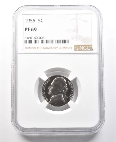1955 Jefferson Nickel PF69 NGC PQ Cameo Contrast *8037