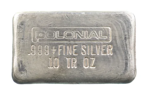 10 Troy Oz Silver Bar Colonial Poured *1998