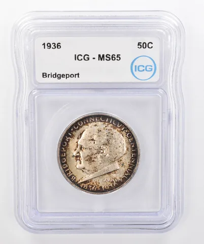 1936 Bridgeport Commemorative Half Dollar MS65 ICG Beautiful Tone *0262