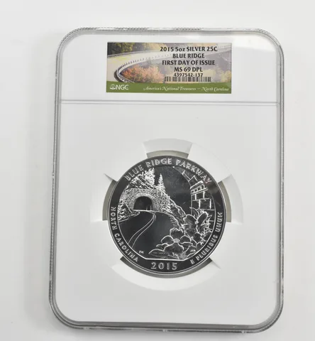 2015 5 Oz Silver Quarter America The Beautiful Blue Ridge MS69 DPL NGC *1614