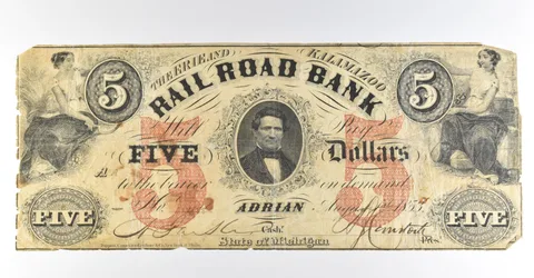 1853 $5 Adrian MI Railroad Bank Obsolete Note *8450