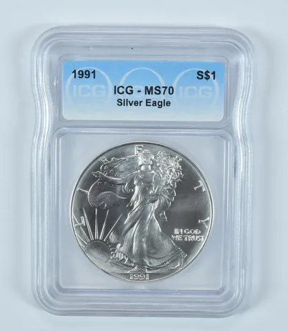 1991 American Silver Eagle MS70 ICG