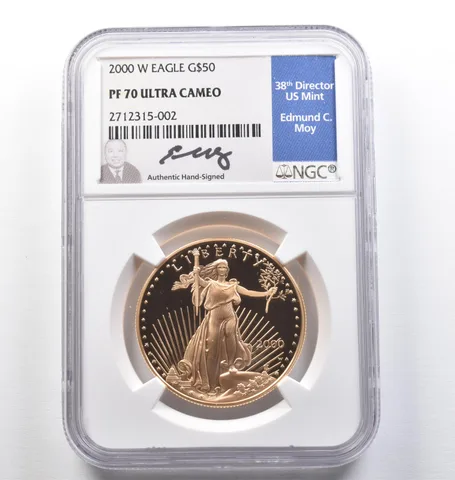 2000-W $50 American Gold Eagle Moy 1 Oz Gold PF70 UCAM NGC *9488