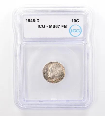 1946-D Roosevelt Dime MS67 FB ICG Beautiful Tone *7315
