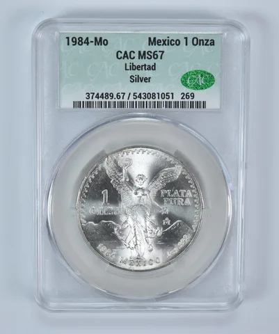 1984 Mo Mexico 1 Onza Silver Libertad MS67 CAC CACg
