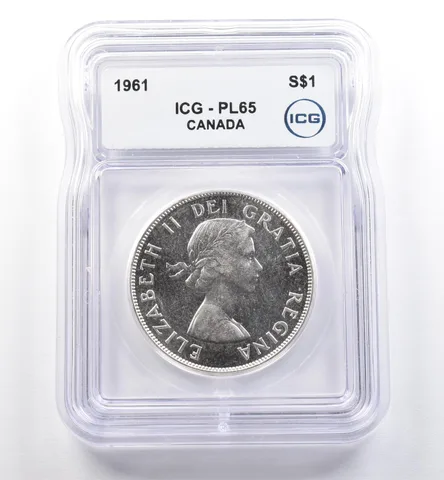 1961 Canada 1 Dollar Silver PL65 ICG a0263