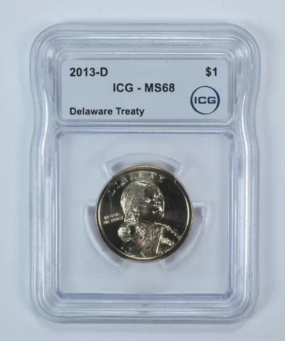 2013-D Sacagawea $1 Delaware Treaty MS68 ICG