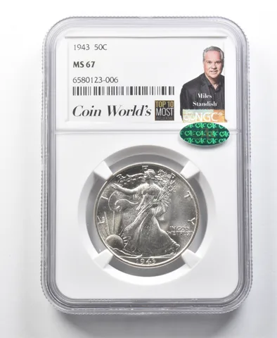 1943 Walking Liberty Half Dollar Miles Standish MS67 NGC CAC *8551