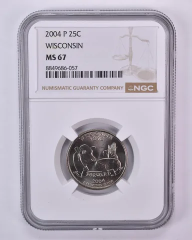 2004-P Washington State Quarter Wisconsin MS67 NGC Brown Label