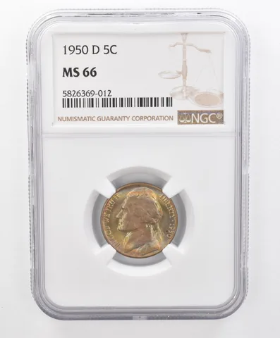 1950-D Jefferson Nickel MS66 NGC Beautiful Tone *2677