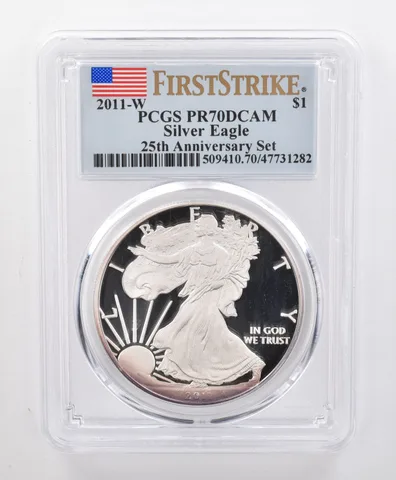 PR70DCAM 2011-W American Silver Eagle Anniv Set FS PCGS Purple Periph Tone *1681