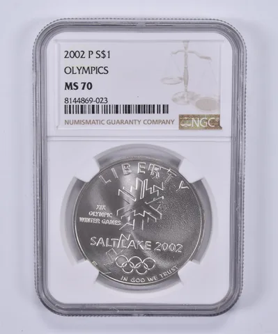 2002-P Winter Olympics Commemorative Dollar MS70 NGC Brown Label