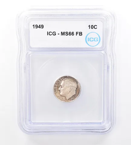 1949 Roosevelt Dime MS66 FB ICG Beautiful Tone *1718