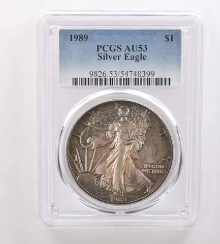 1989 American Silver Eagle AU53 PCGS Beautiful Tone *3225
