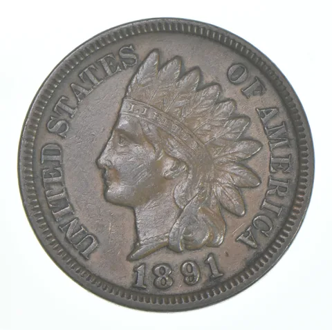 XF 1891 Indian Head Copper Cent Penny - High Grade Sample