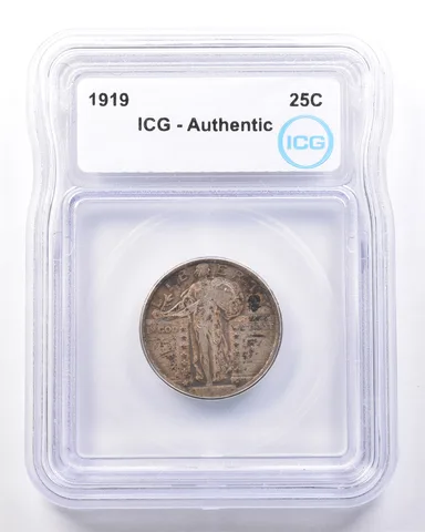 1919 Standing Liberty Quarter Authentic ICG *7238