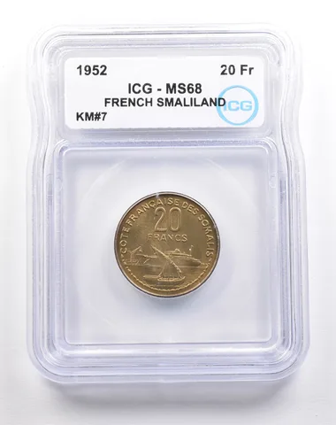 1952 French Somaliland 20 Francs KM#7 MS68 ICG *5523