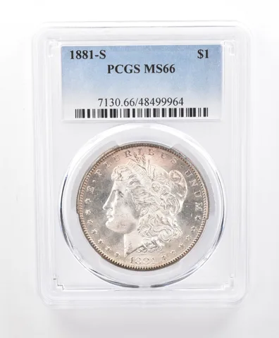 MS66 1881-S Morgan Silver Dollar PCGS Beautifully Toned Rainbow *0058