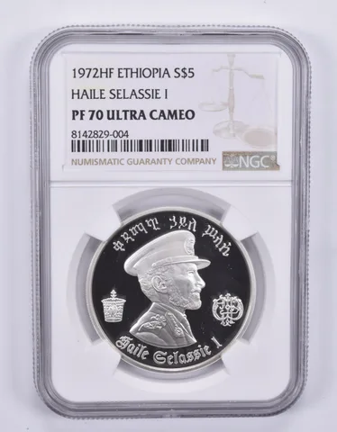 1972 HF Ethiopia 5 Dollars Silver Haile Selassie 1 PF70 UCAM NGC