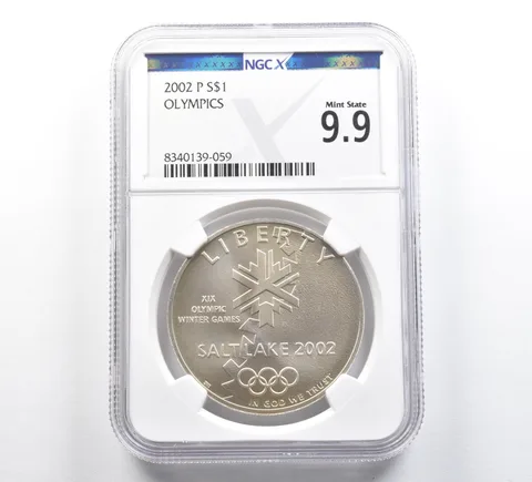 2002-P Winter Olympics Commemorative Silver Dollar Mint State 9.9 NGC X NGCX