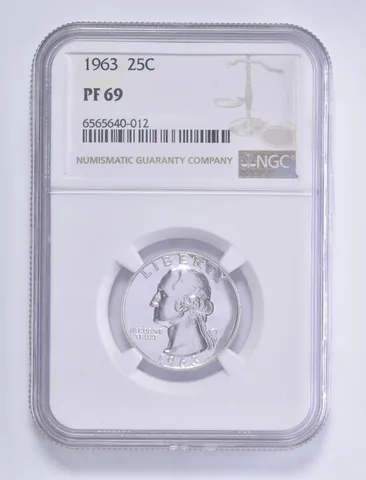1963 PF69 Washington Quarter NGC Brown Lbl