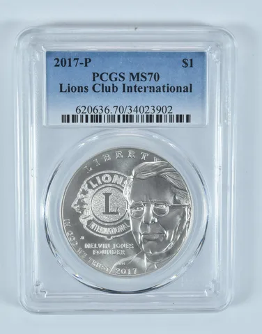 2017-P Lions Club Commemorative Dollar MS70 PCGS Blue Label