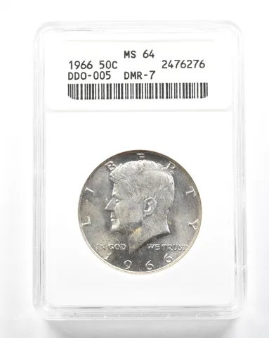 1966 Kennedy Half Dollar DDO-005 DMR-7 MS64 ANACS a2038
