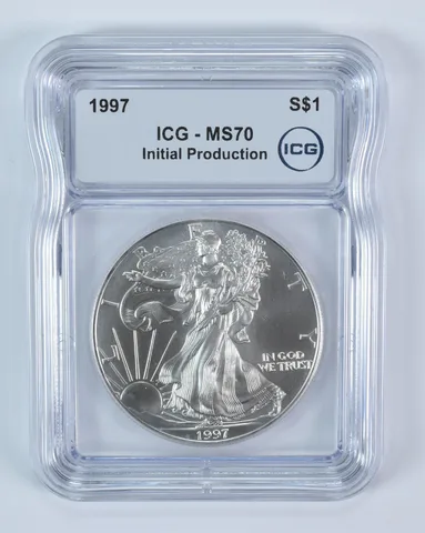1997 American Silver Eagle Initial Production MS70 ICG