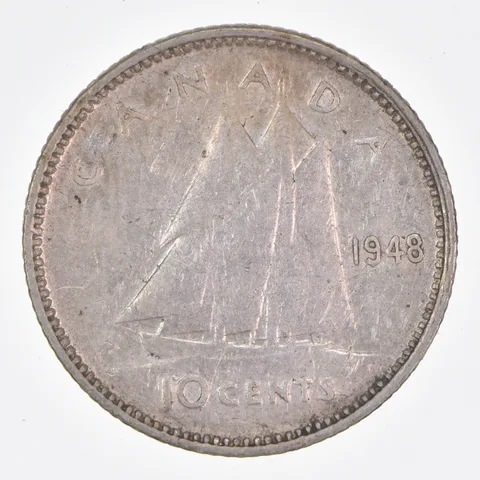 Better Date - 1948 Canada 10 Cents World Coin- Silver *071