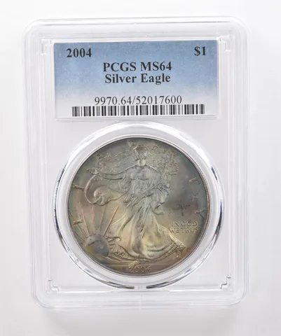 2004 American Silver Eagle MS64 PCGS Beautiful Tone *1972