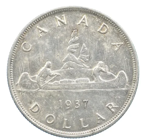 1937 Canada 1 Dollar Silver Voyageurs *4058