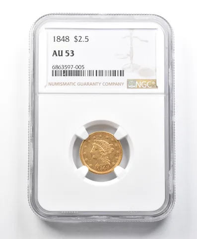 AU53 1848 $2.50 Liberty Head Gold Quarter Eagle NGC *1529