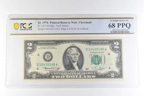 1976 $2 Cleveland OH FRN Fr#1935-D Superb Gem Unc 68 PPQ PCGS *0668
