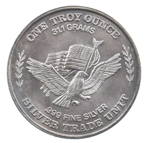 VINTAGE Art Bar/Round 1981 US Strategic Stockpile 1 Oz. Silver 1 Troy Ounce *208
