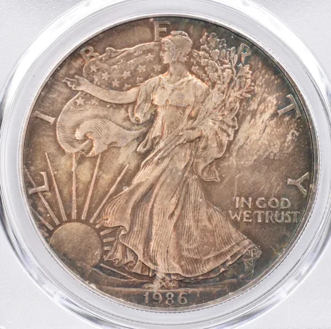 1986 American Silver Eagle MS66 PCGS Beautiful Tone *1428