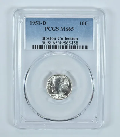 1951-D Roosevelt Dime Boston Collection MS65 PCGS Blue Label