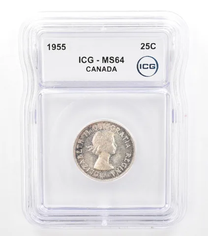 1955 Canada 25 Cents MS64 ICG Beautiful Tone *5765