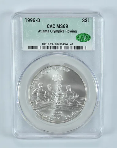 1996-D Olympic Rowing Commemorative Silver Dollar MS69 CAC CACg
