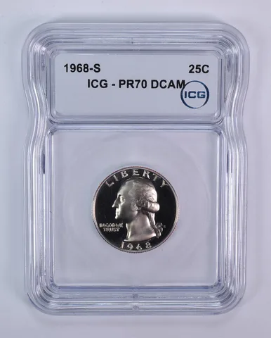 1968-S Washington Quarter PR70 DCAM ICG