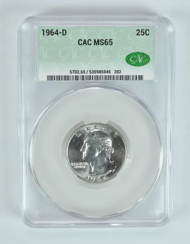 1964-D Washington Quarter MS65 CAC CACg
