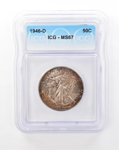 1946-D Walking Liberty Half Dollar MS67 ICG Beautifully Toned *2878
